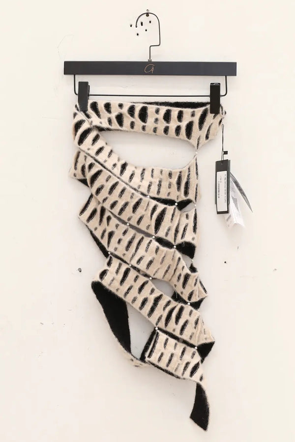 RUI Spiral Animal Print Skirt RAW23KN07 Off White & Black